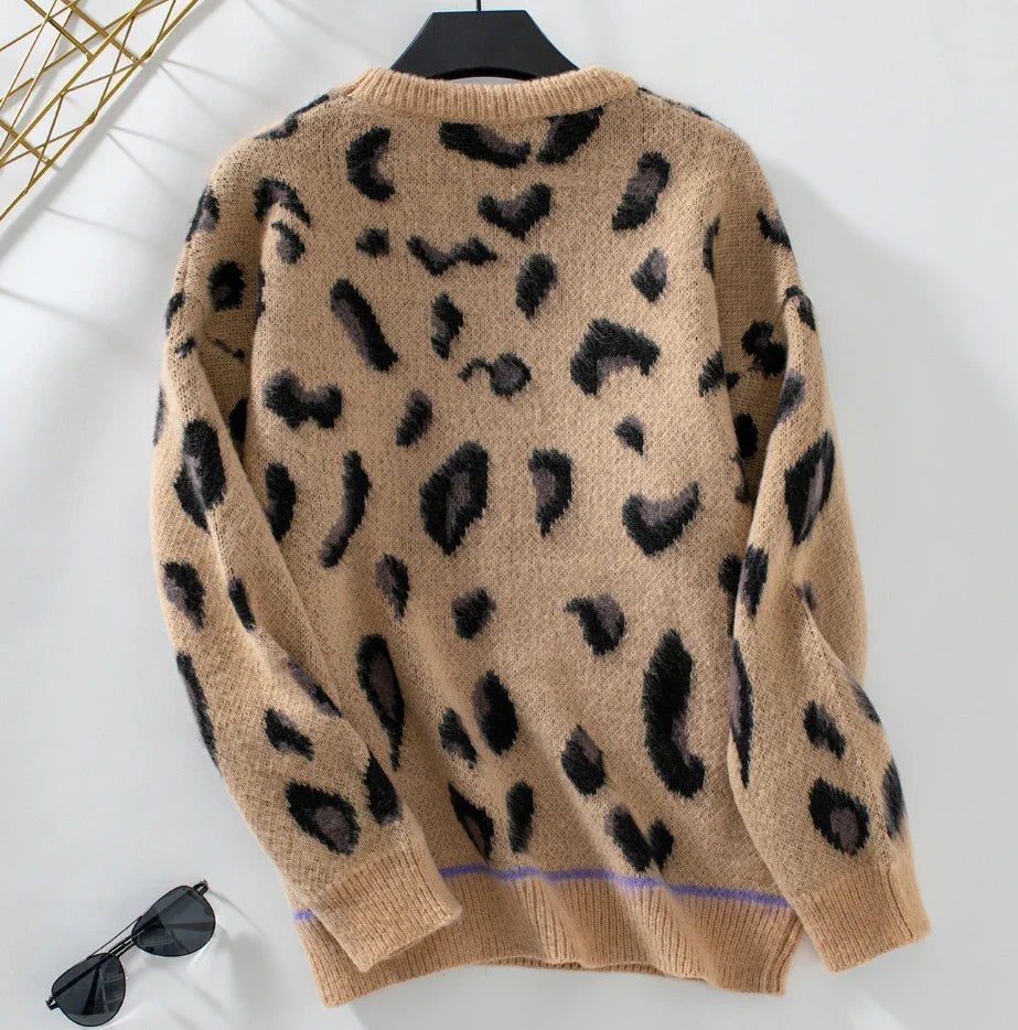 Durand™ | Pull Jacquard en Laine à Imprimé Léopard