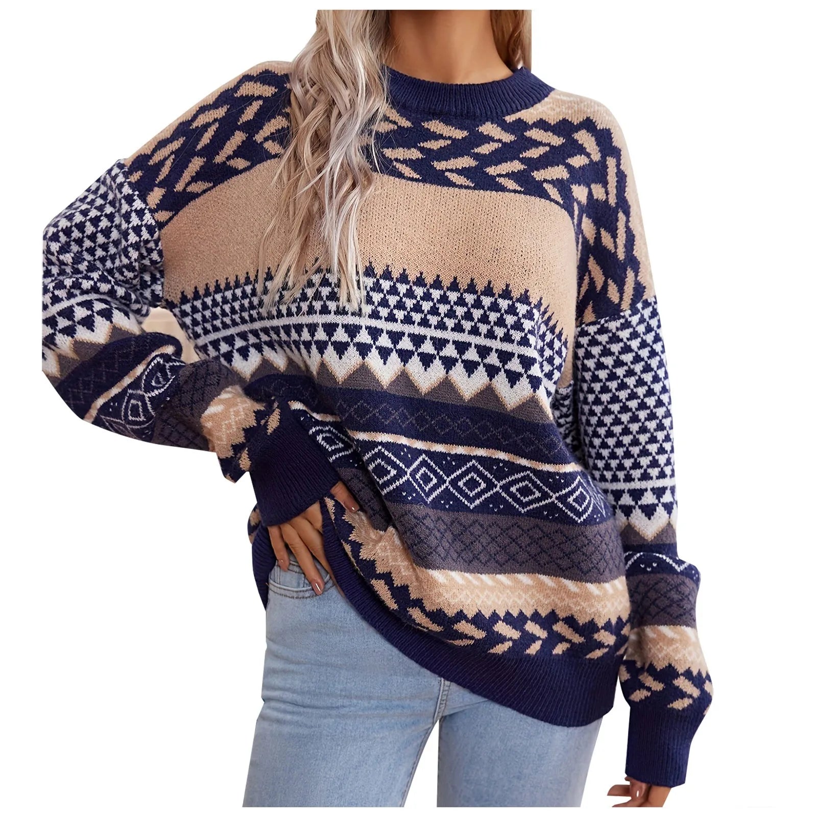 Durand™ | Pull Rétro Tricoté Contraste