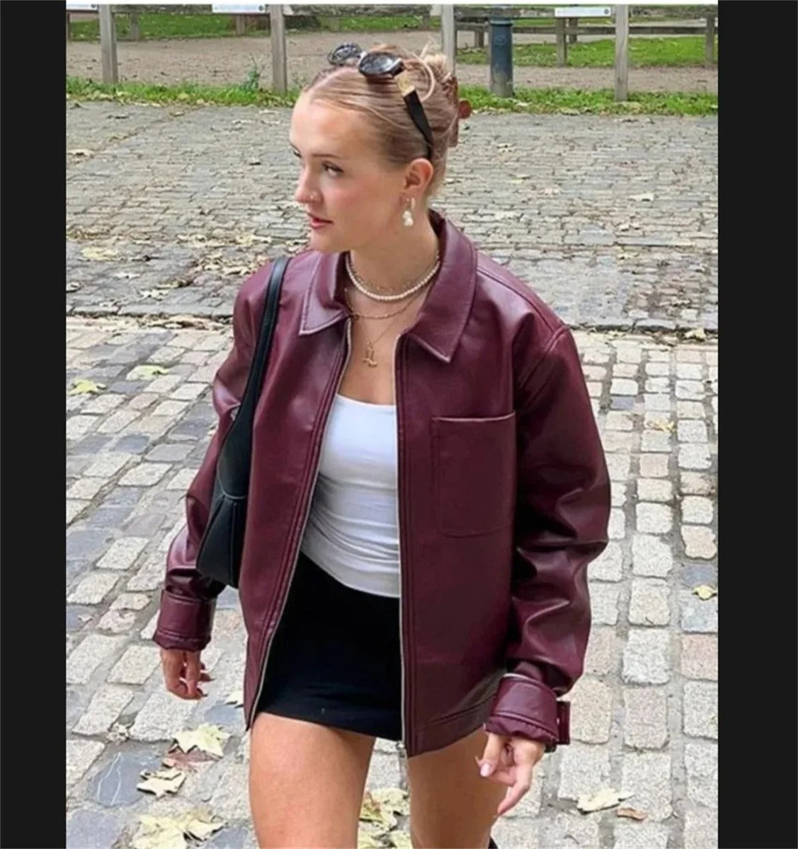 Durand™ |Veste d'automne rouge de luxe en cuir