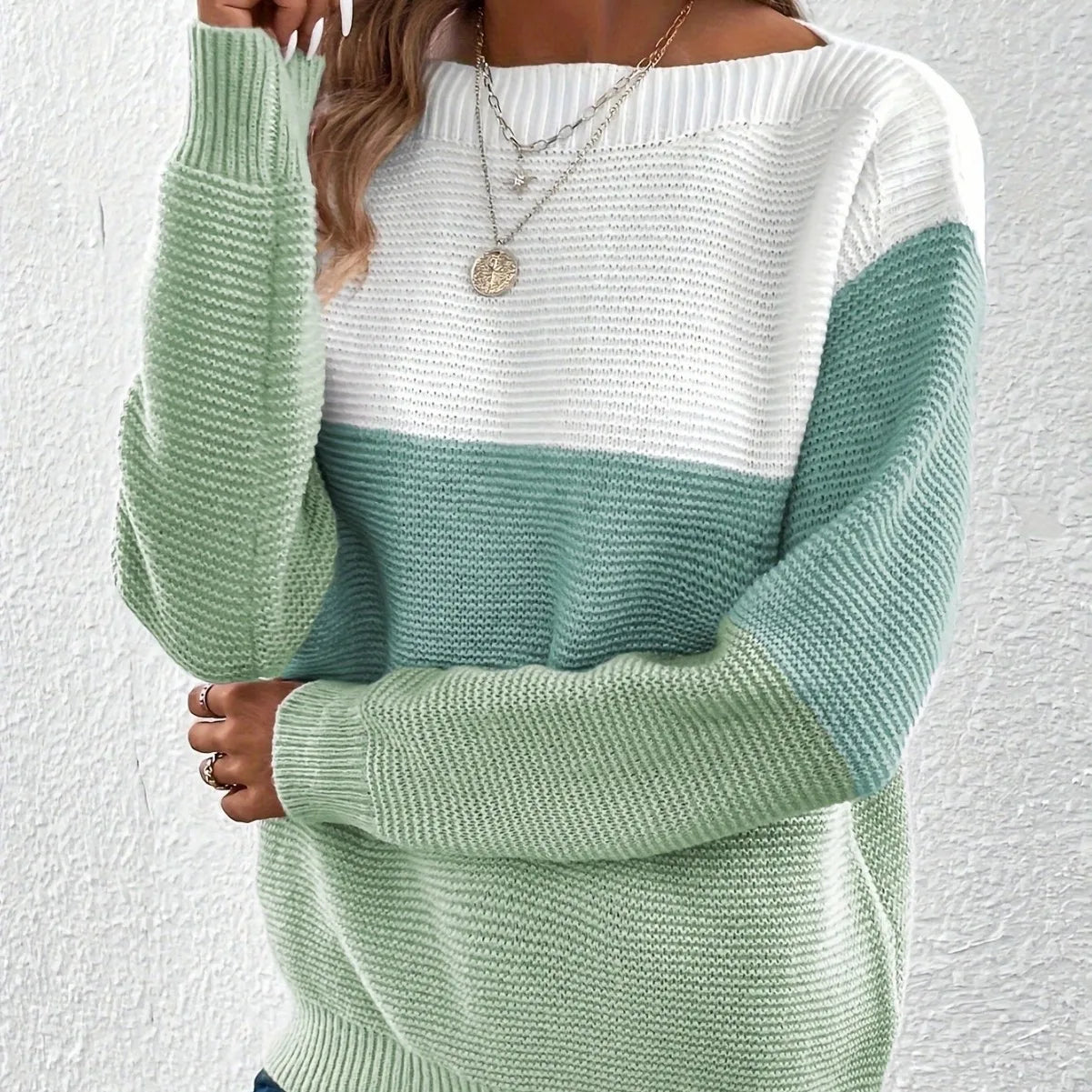Durand™ | Élégant pull-over patchwork tricolore