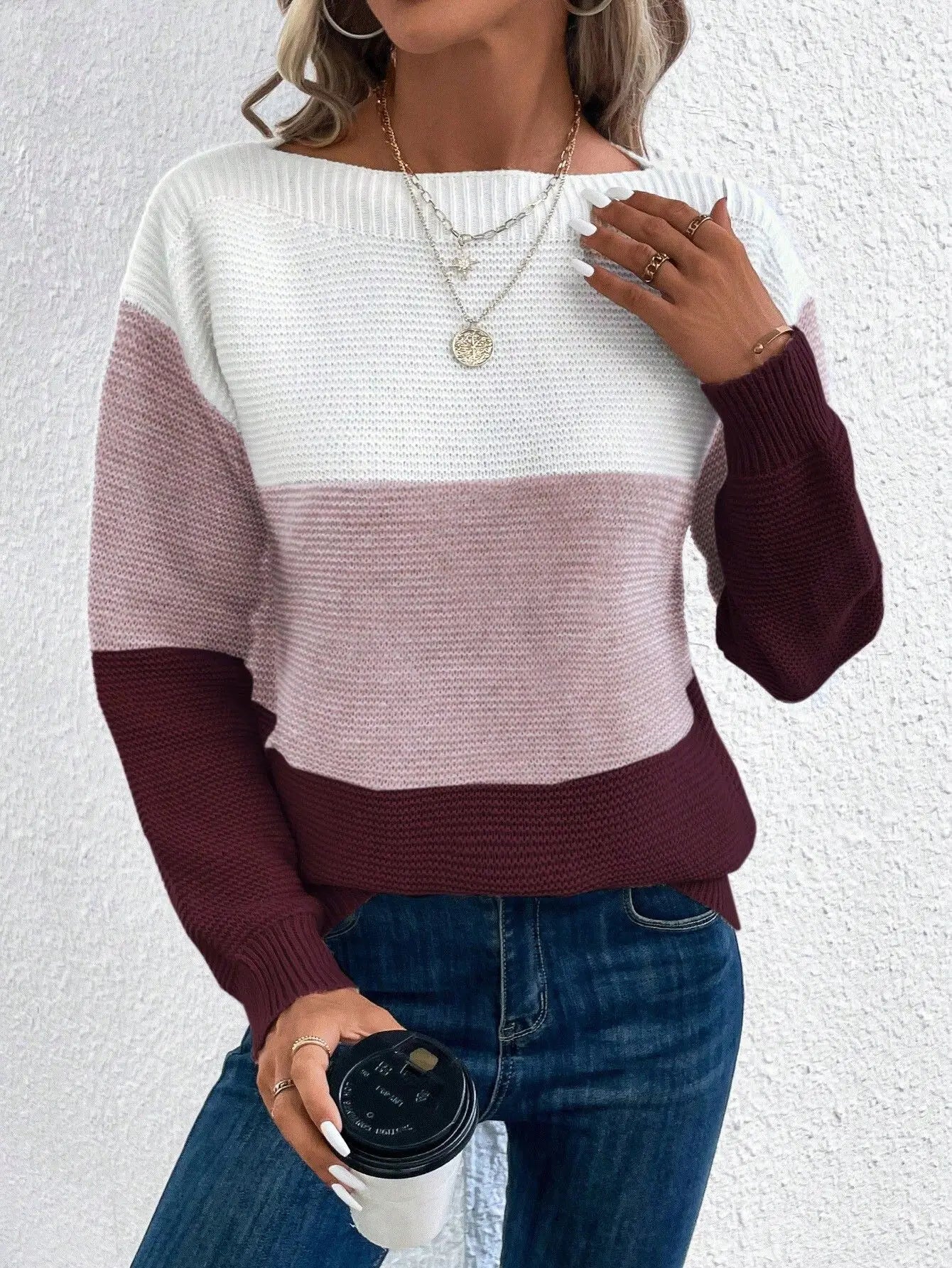 Durand™ | Élégant pull-over patchwork tricolore