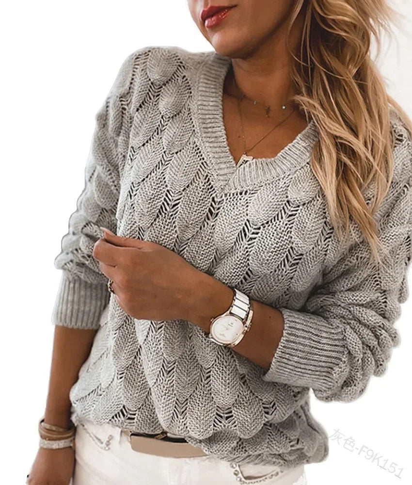 Durand™ | Pull Décontracté à Col V Ajouré