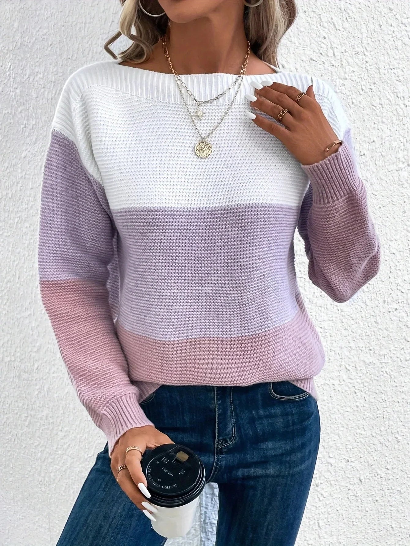 Durand™ | Élégant pull-over patchwork tricolore