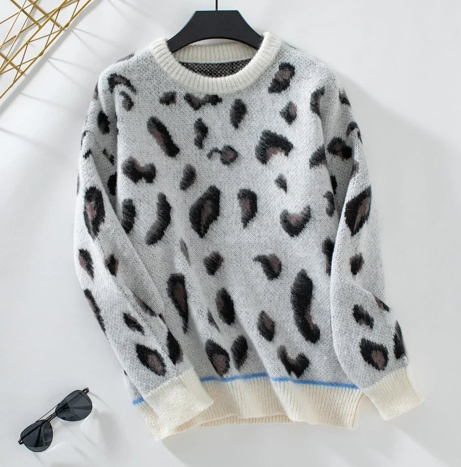 Durand™ | Pull Jacquard en Laine à Imprimé Léopard